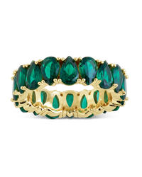 Sterling Silver Janis Emerald CZ Eternity Band Ring