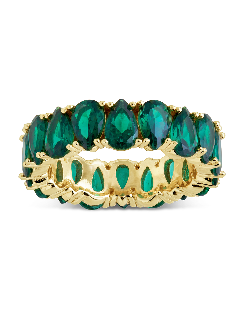 Sterling Silver Janis Emerald CZ Eternity Band Ring