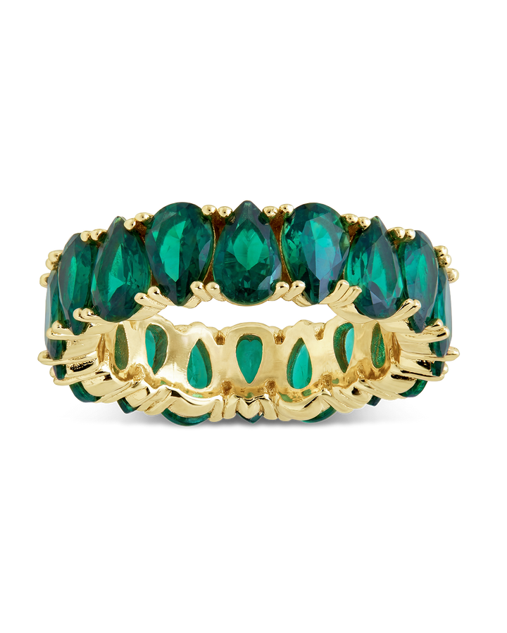 Sterling Silver Janis Emerald CZ Eternity Band Ring