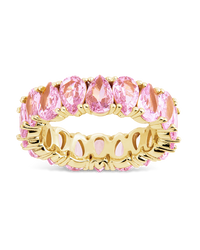 Sterling Silver Janis Light Pink CZ Eternity Band Ring