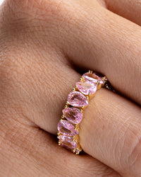 Sterling Silver Janis Light Pink CZ Eternity Band Ring