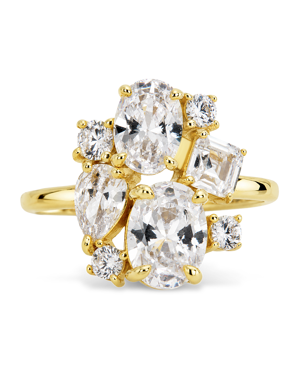 Sterling Silver Oval Cluster Statement Ring