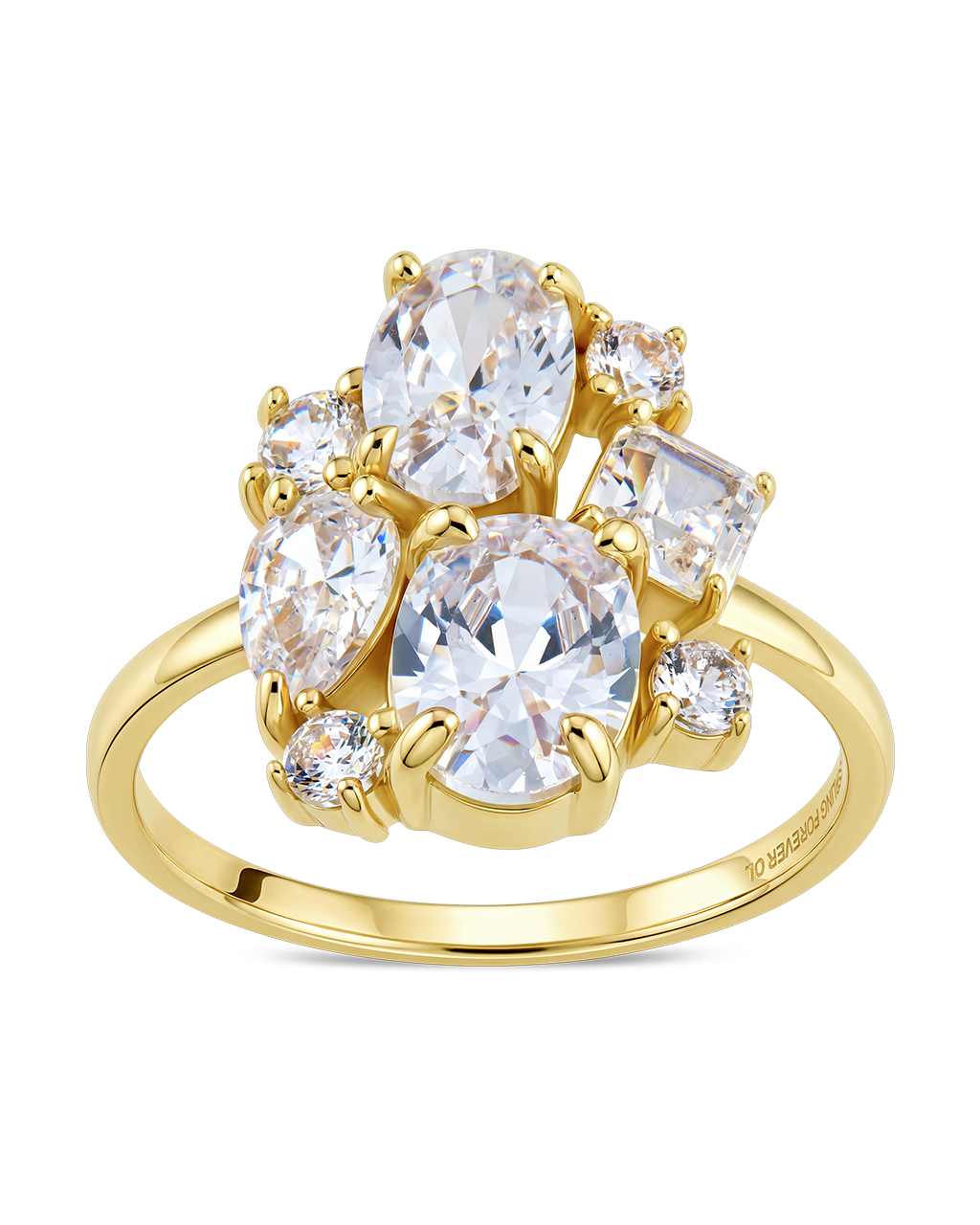 Sterling Silver Oval Cluster Statement Ring