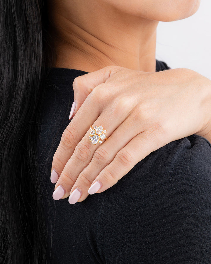 Sterling Silver Oval Cluster Statement Ring