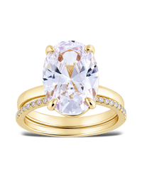 Sterling Silver Oval Cut CZ Stacking Ring Set