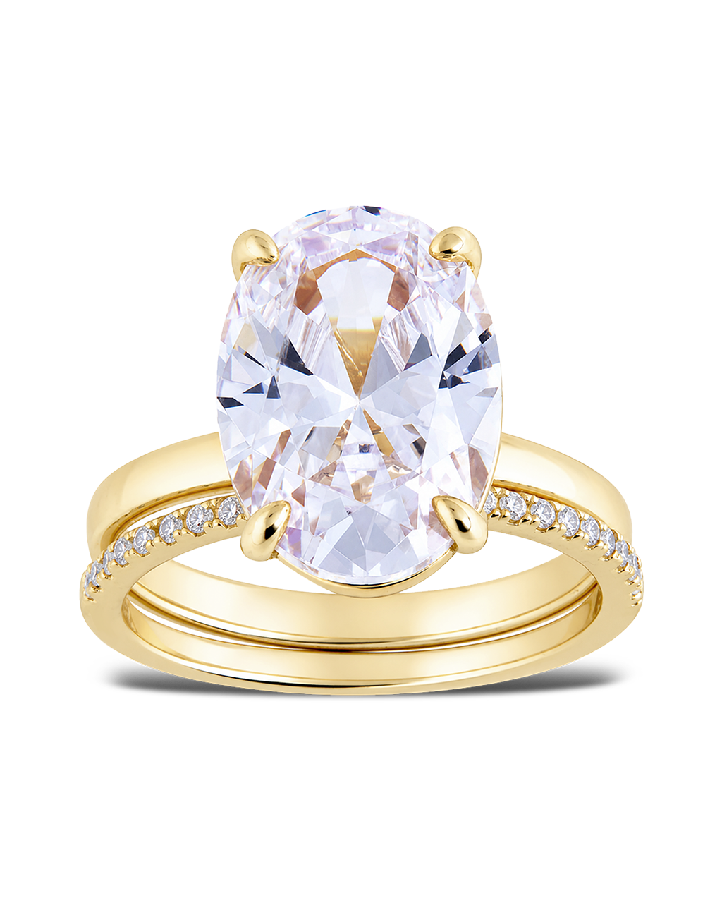 Sterling Silver Oval Cut CZ Stacking Ring Set