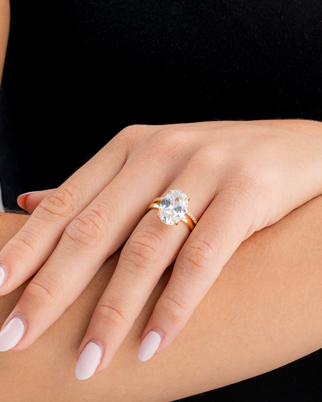 Sterling Silver Oval Cut CZ Stacking Ring Set
