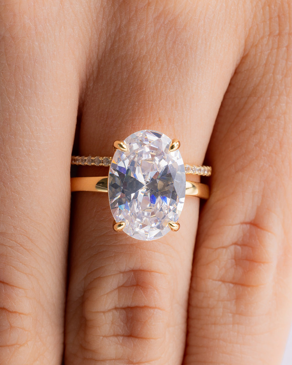 Sterling Silver Oval Cut CZ Stacking Ring Set
