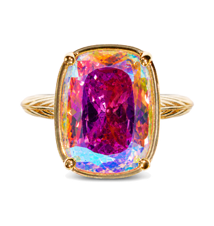 Sterling Silver Elongated Cushion Iridescent CZ Cocktail Ring
