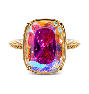 Sterling Silver Elongated Cushion Iridescent CZ Cocktail Ring