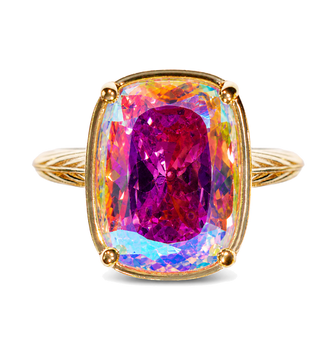 Sterling Silver Elongated Cushion Iridescent CZ Cocktail Ring