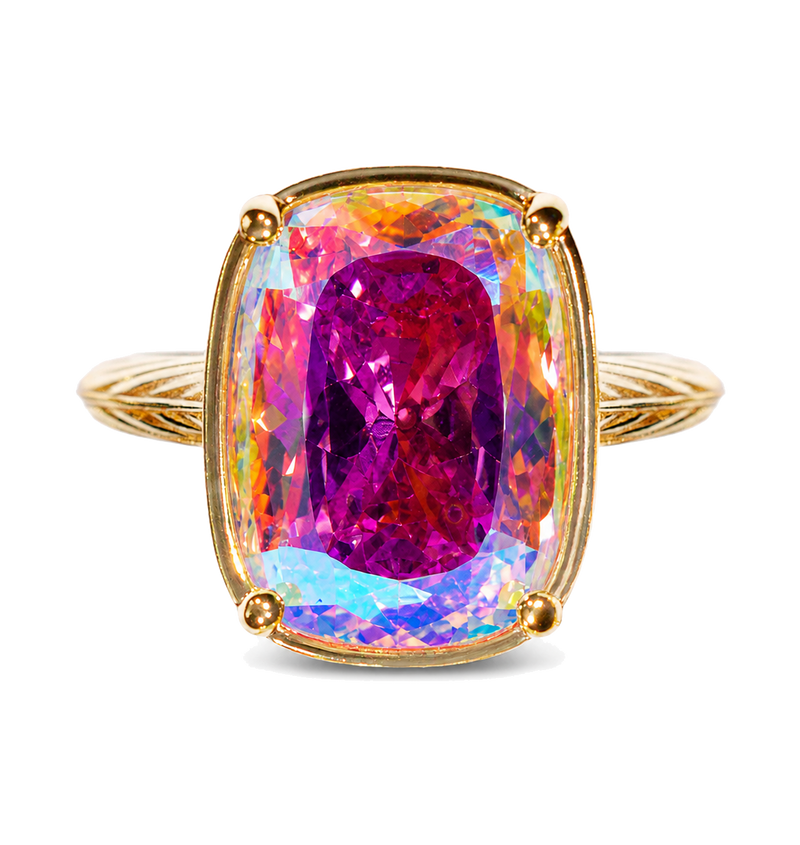Sterling Silver Elongated Cushion Iridescent CZ Cocktail Ring
