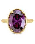 Sterling Silver Oval Cut Amethyst CZ Cocktail Ring - Sterling Forever