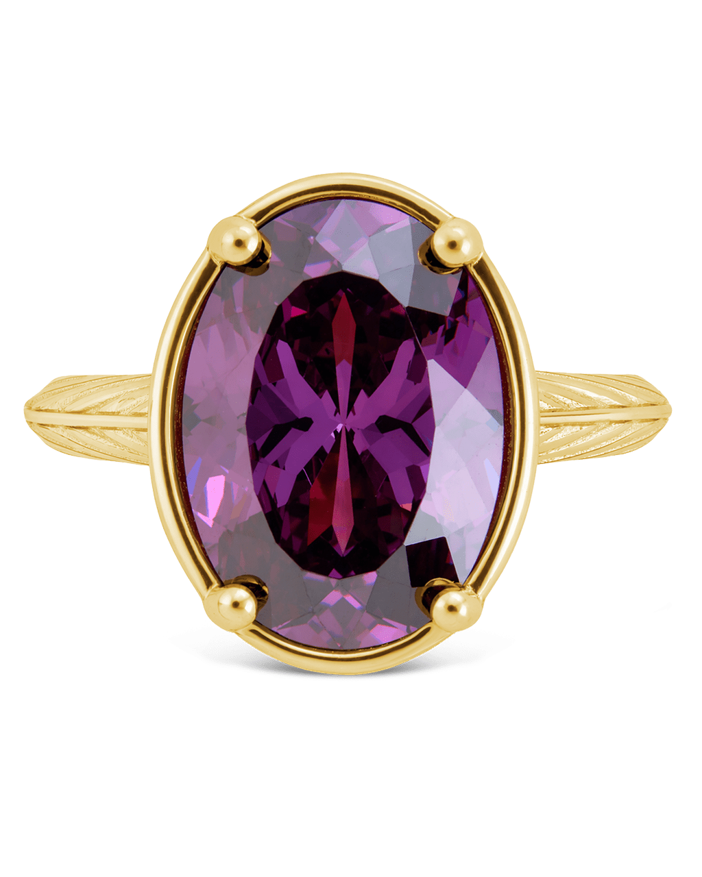 Sterling Silver Oval Cut Amethyst CZ Cocktail Ring - Sterling Forever