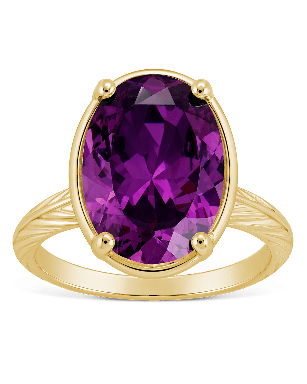 Sterling Silver Oval Cut Amethyst CZ Cocktail Ring - Sterling Forever