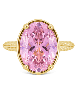 Sterling Silver Oval Cut Pink Sapphire CZ Cocktail Ring