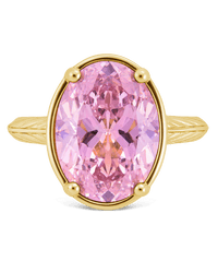 Sterling Silver Oval Cut Pink Sapphire CZ Cocktail Ring - Sterling Forever