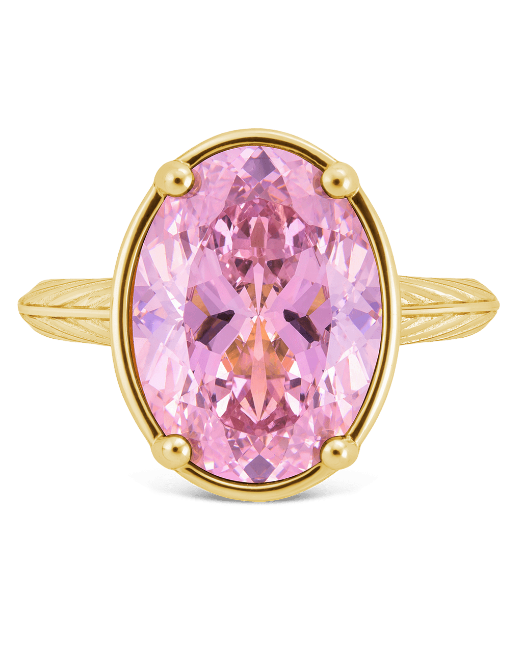 Sterling Silver Oval Cut Pink Sapphire CZ Cocktail Ring - Sterling Forever