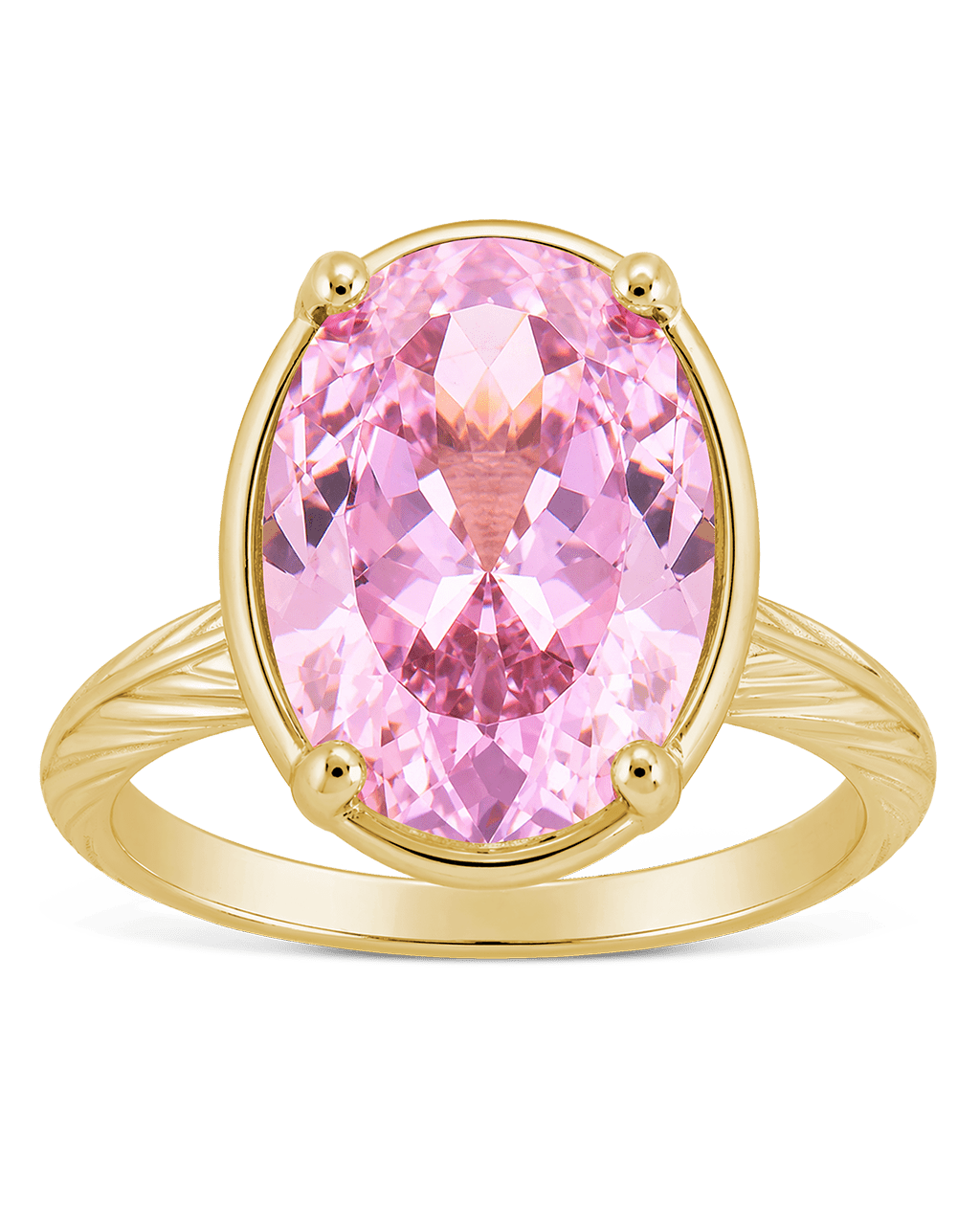 Sterling Silver Oval Cut Pink Sapphire CZ Cocktail Ring - Sterling Forever