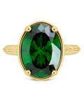 Sterling Silver Oval Cut Emerald CZ Cocktail Ring - Sterling Forever