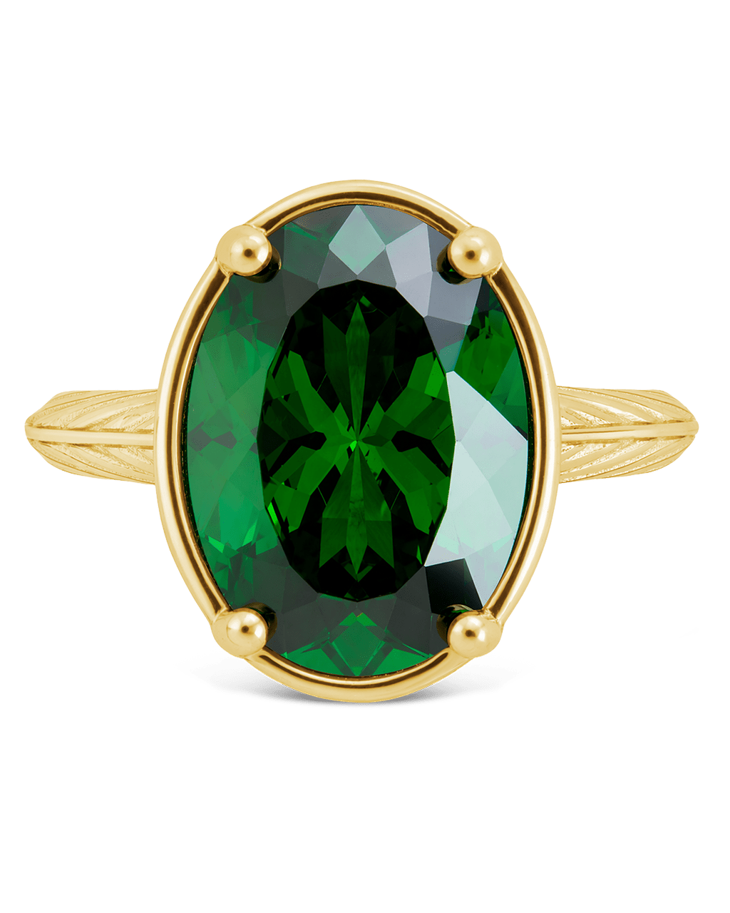 Sterling Silver Oval Cut Emerald CZ Cocktail Ring - Sterling Forever