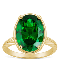 Sterling Silver Oval Cut Emerald CZ Cocktail Ring - Sterling Forever