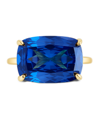 Sterling Silver Sapphire Cushion East-West Ring