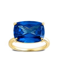 Sterling Silver Sapphire Cushion East-West Ring