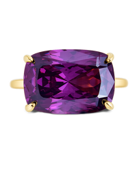 Sterling Silver Amethyst Cushion East-West Ring