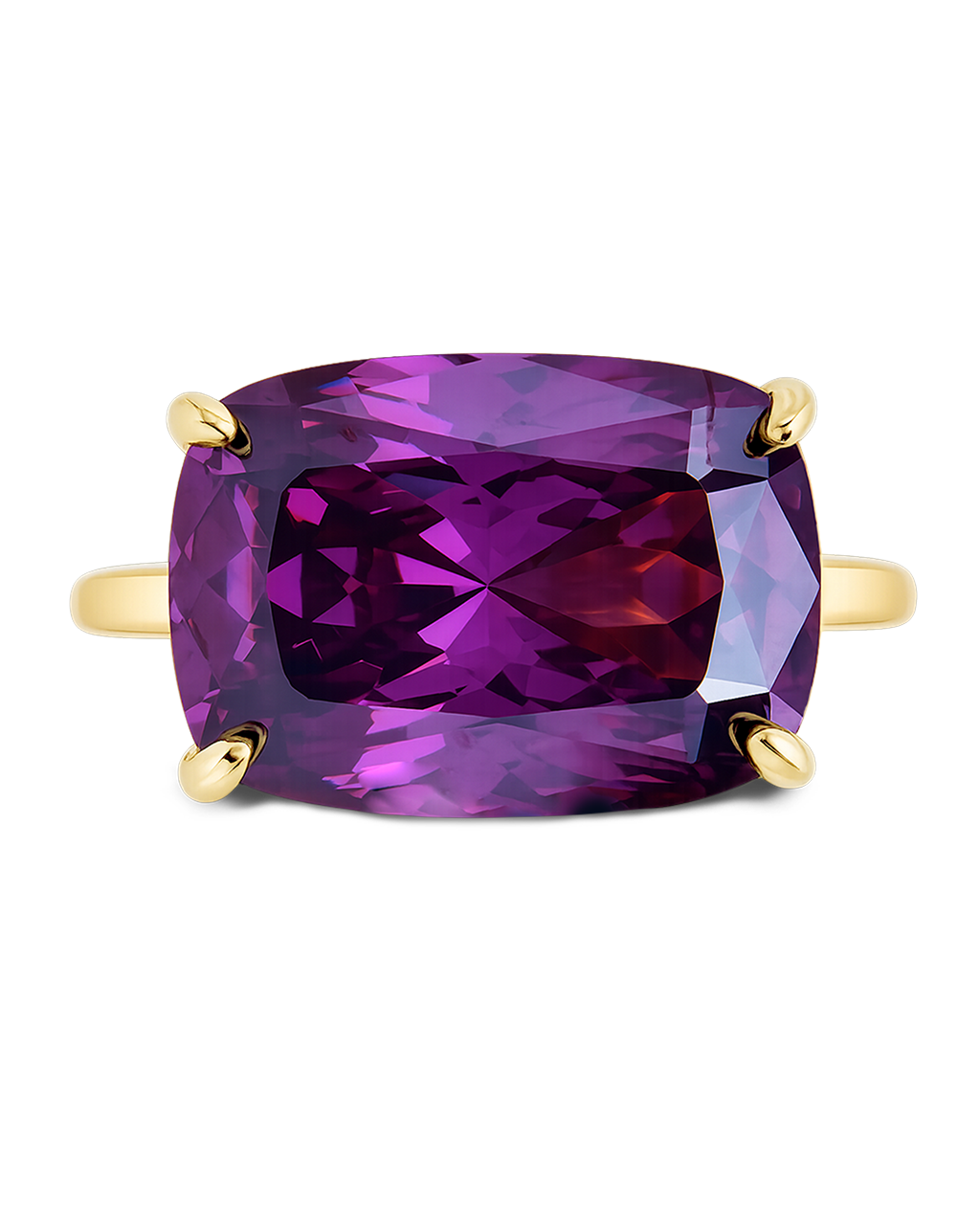 Sterling Silver Amethyst Cushion East-West Ring