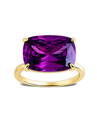 Sterling Silver Amethyst Cushion East-West Ring