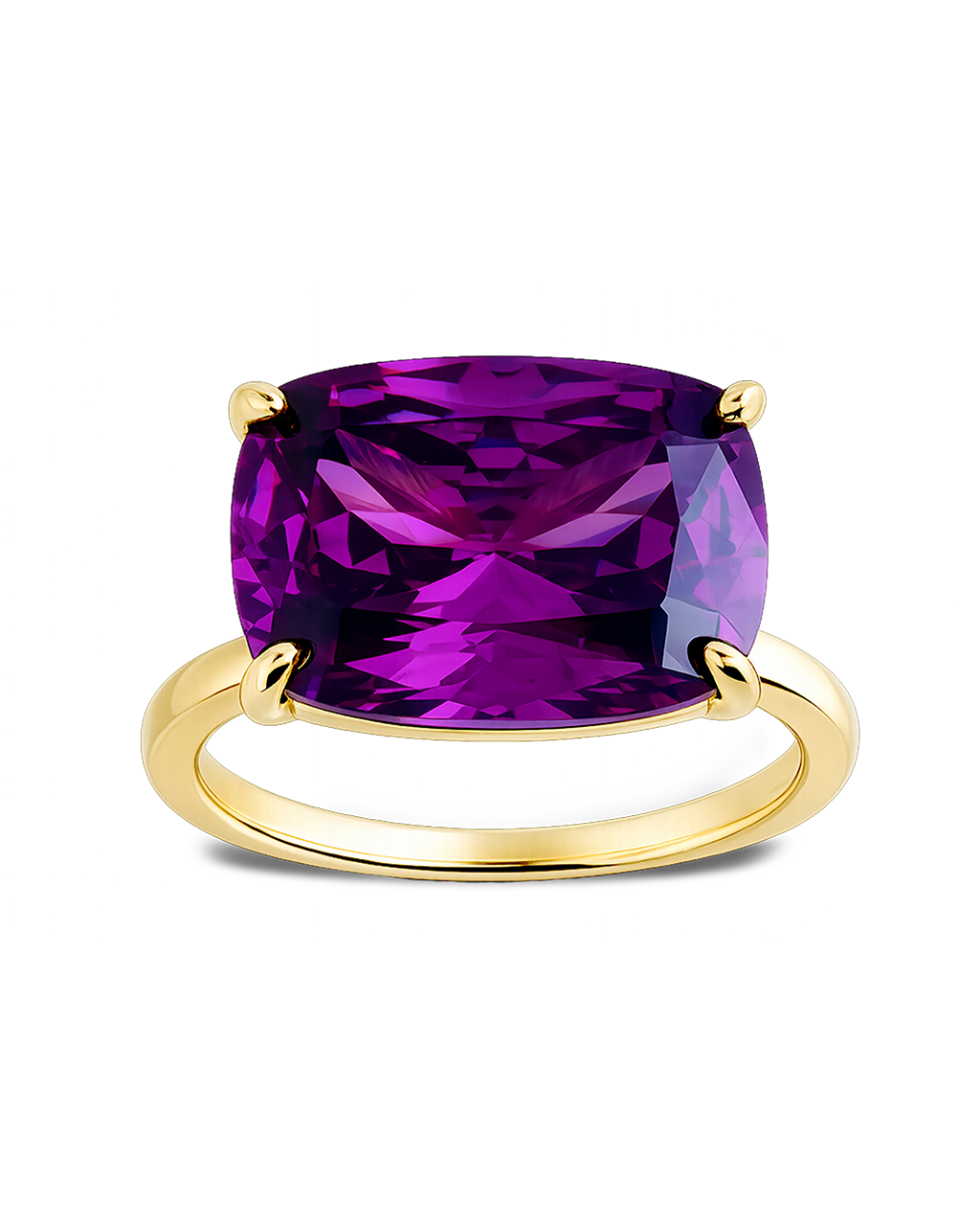 Sterling Silver Amethyst Cushion East-West Ring