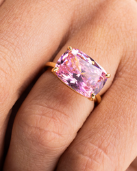 Sterling Silver Pink Sapphire Cushion East-West Ring
