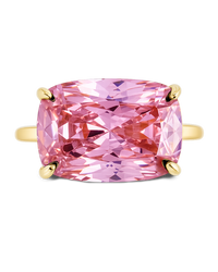 Sterling Silver Pink Sapphire Cushion East-West Ring