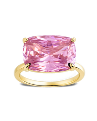 Sterling Silver Pink Sapphire Cushion East-West Ring