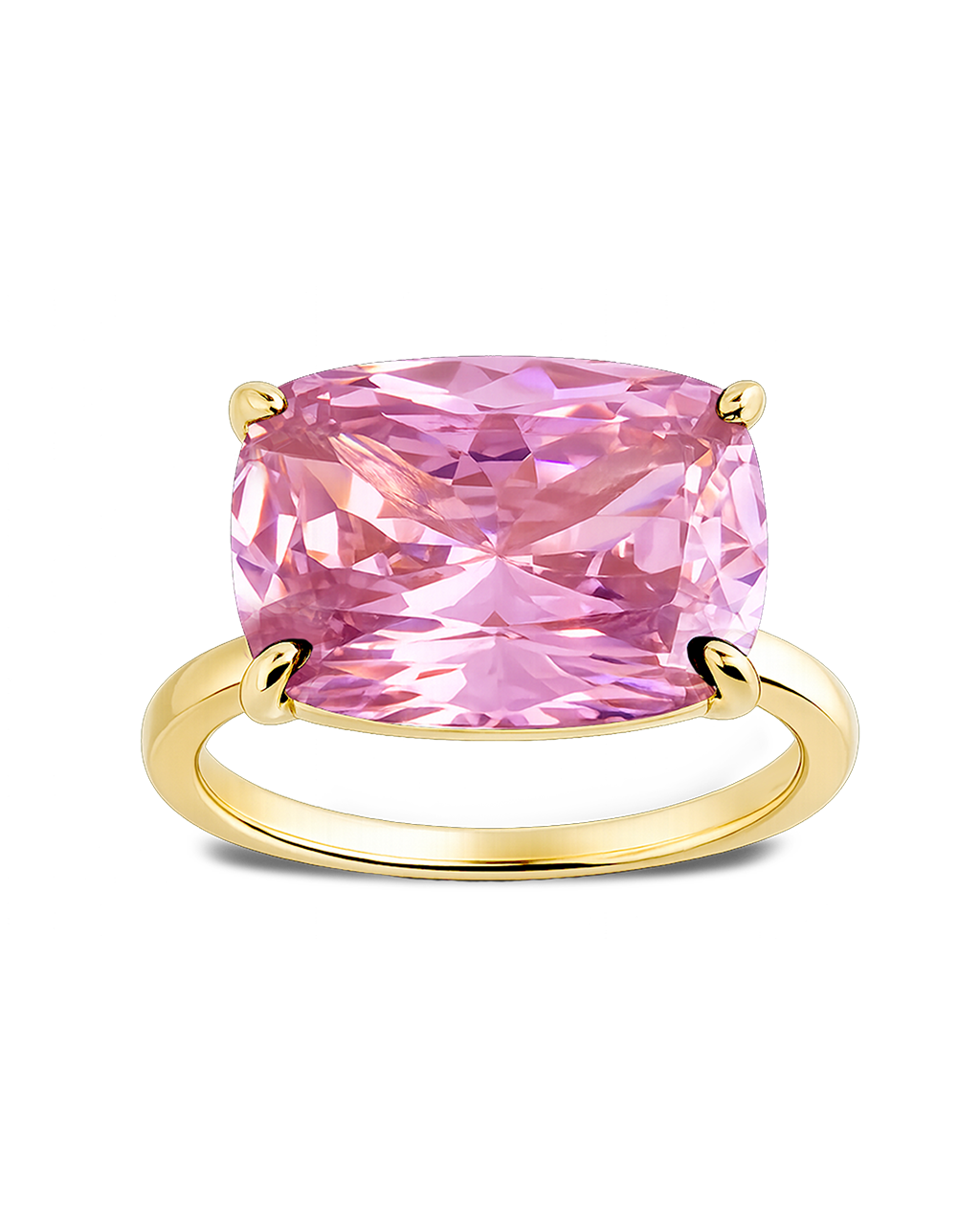 Sterling Silver Pink Sapphire Cushion East-West Ring