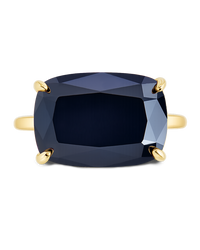 Sterling Silver Black Cushion East-West Ring