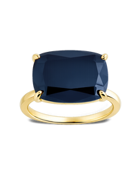 Sterling Silver Black Cushion East-West Ring