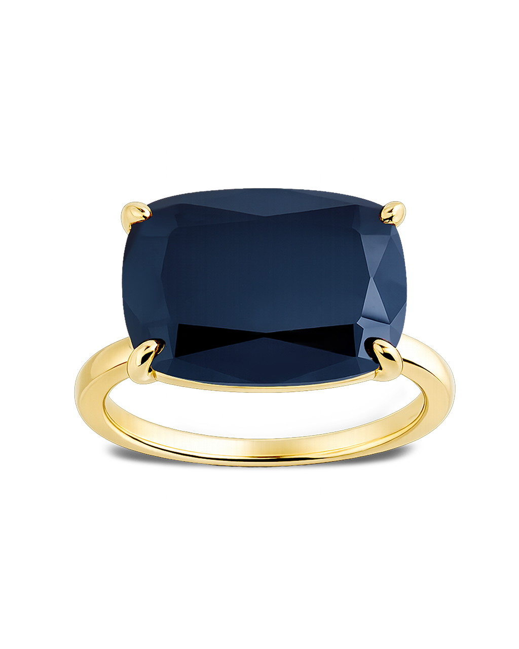 Sterling Silver Black Cushion East-West Ring