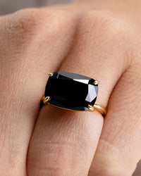 Sterling Silver Black Cushion East-West Ring