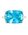 Sterling Silver Aquamarine Cushion East-West Ring