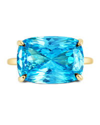 Sterling Silver Aquamarine Cushion East-West Ring