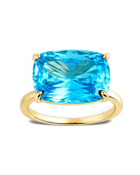 Sterling Silver Aquamarine Cushion East-West Ring