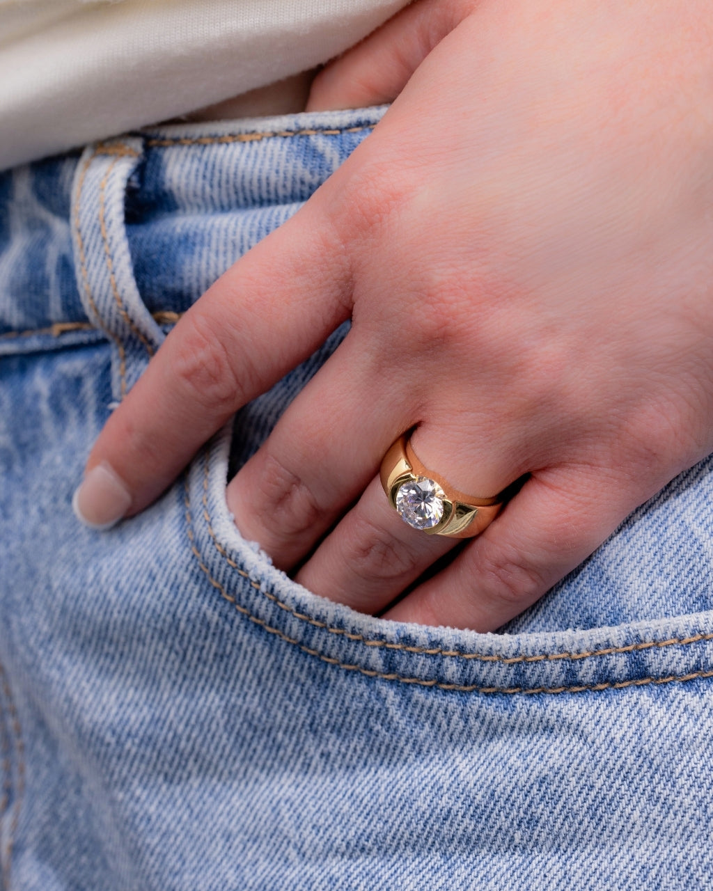 Sterling Silver Dua Bezel Ring