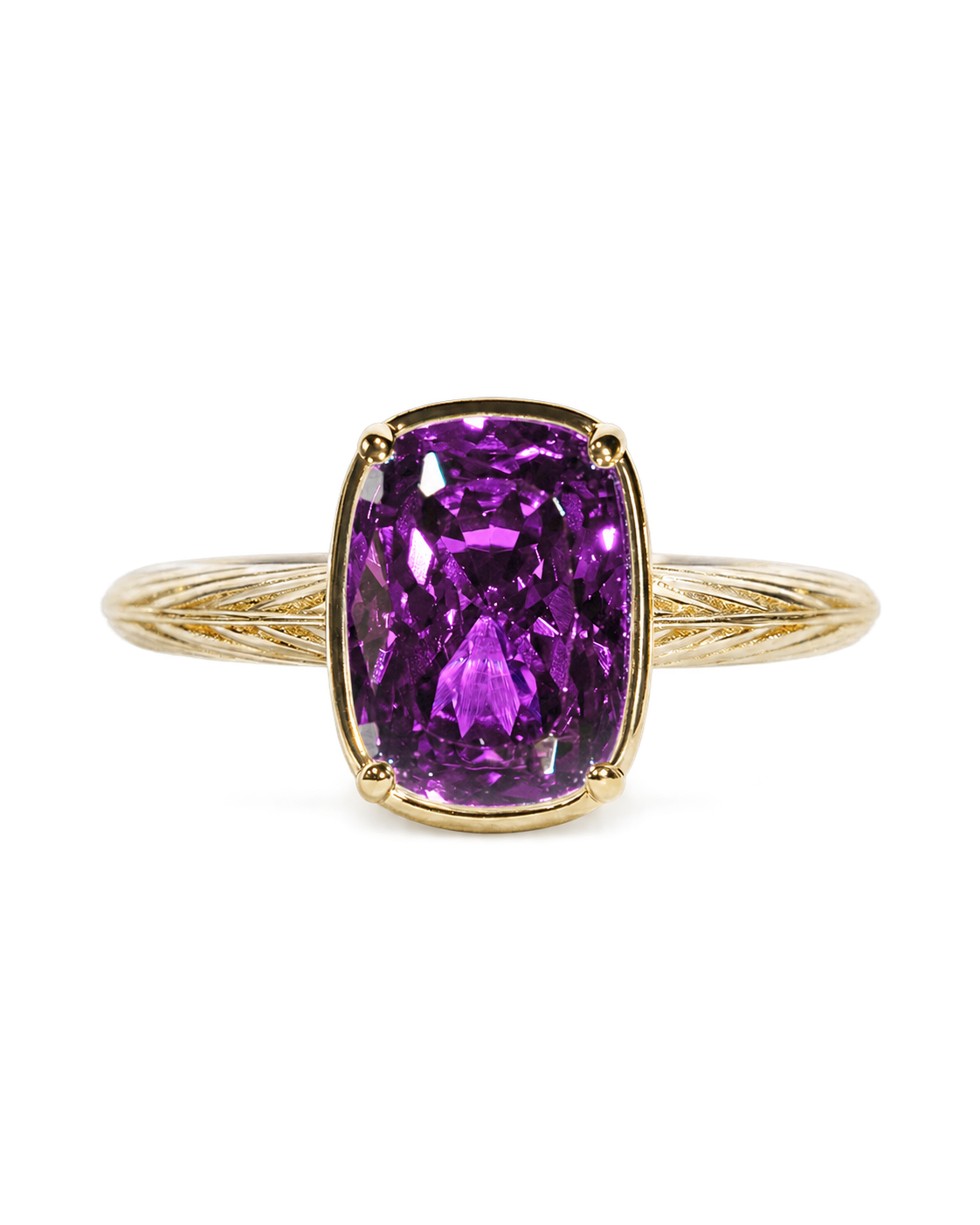 Sterling Silver Mini Amethyst Elongated Cushion Ring