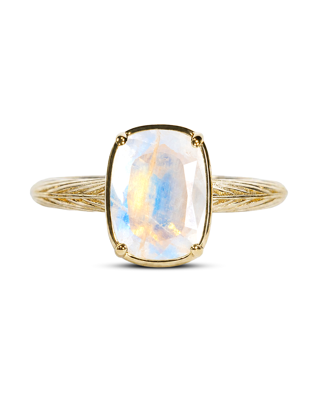 Sterling Silver Mini Moonstone Elongated Cushion Ring