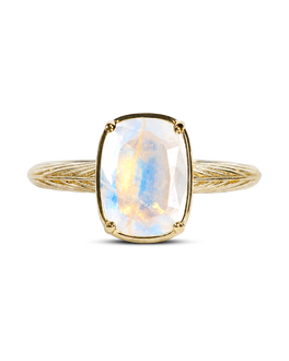 Sterling Silver Mini Moonstone Elongated Cushion Ring