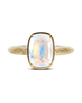 Sterling Silver Mini Moonstone Elongated Cushion Ring