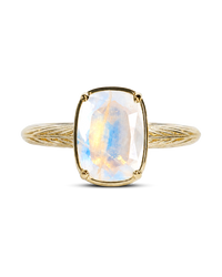 Sterling Silver Mini Moonstone Elongated Cushion Ring