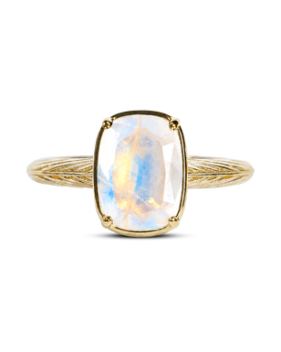 Sterling Silver Mini Moonstone Elongated Cushion Ring